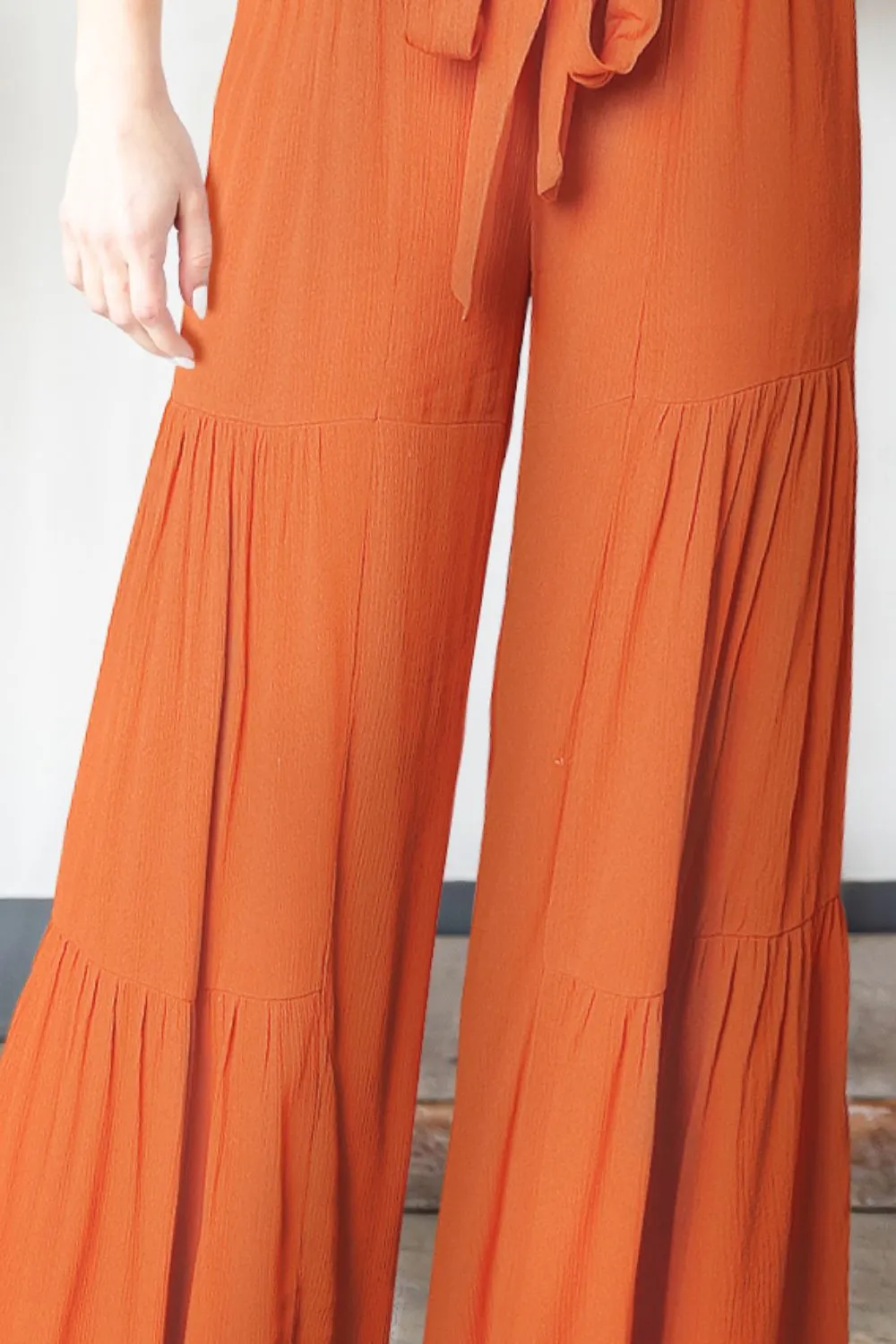 Layered Tie Waist Tie Detail Pants