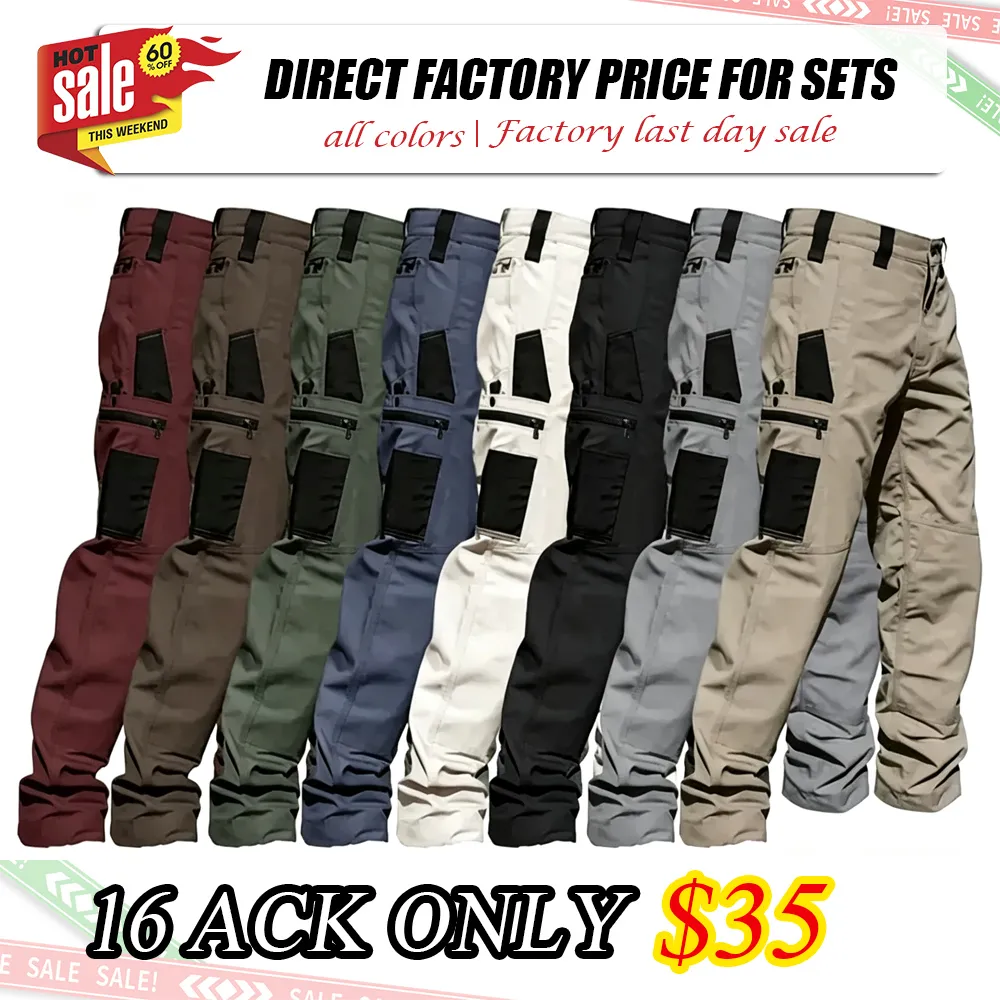 🔥8-Pack Only $24(All colors)🔥Men's 8-Pack Unisex 10-Pocket Heavy Duty zipper waterproof tactical Work Pants