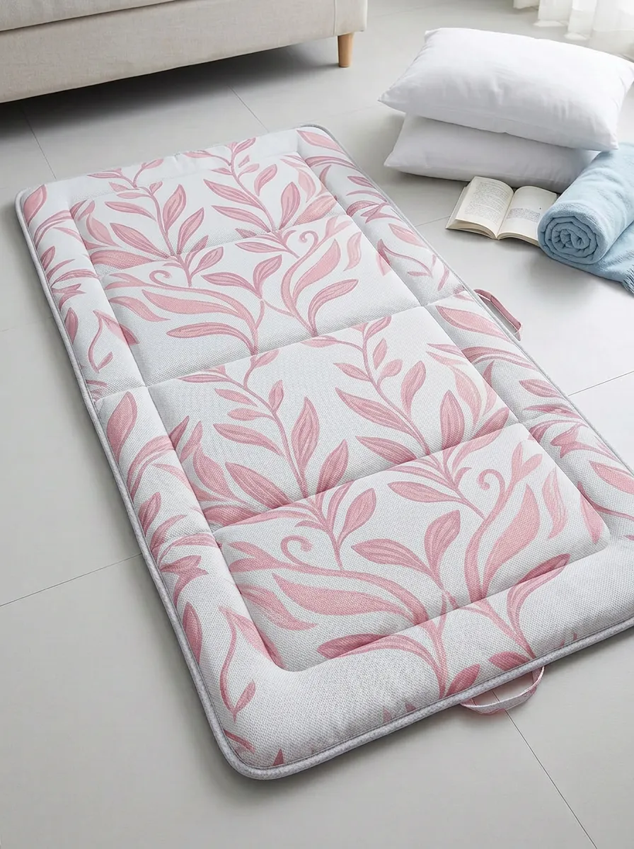 Portable Botanical Nature Lover Blue Leaf Pattern Cooling Mat