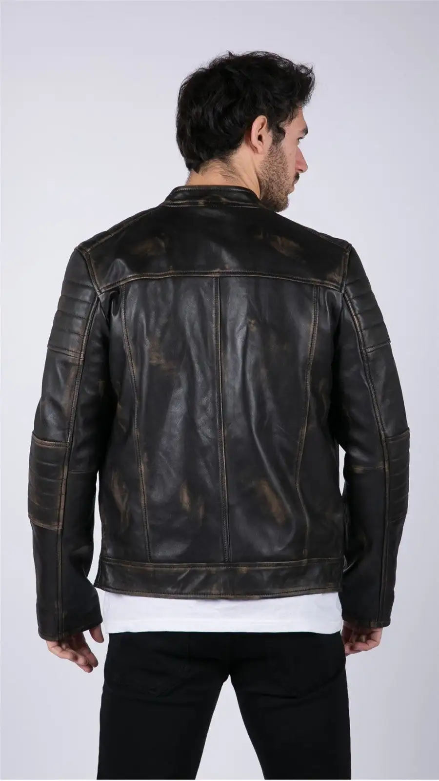 Versatile Layered Motorcycle Leather Jacket