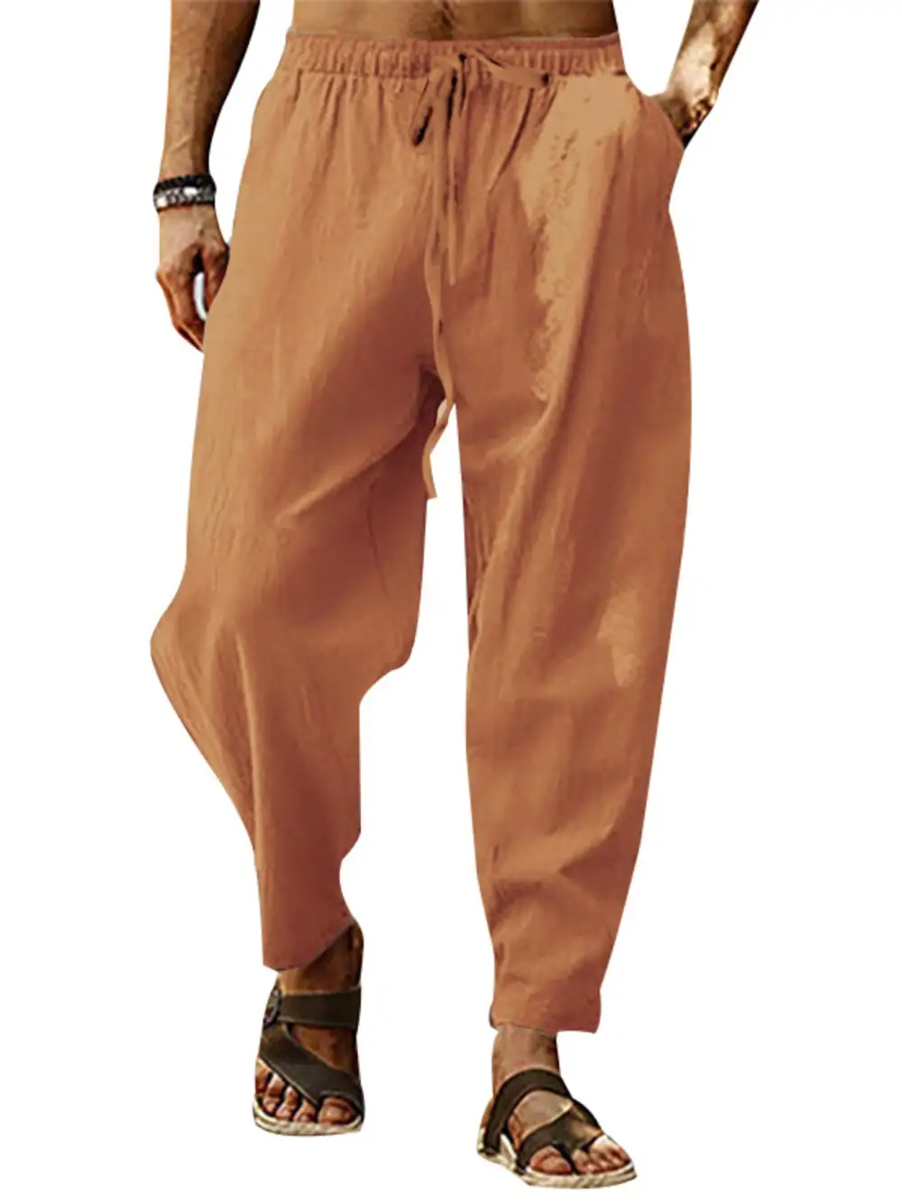 Men's Full Size Drawstring Wide Leg Pants Plus