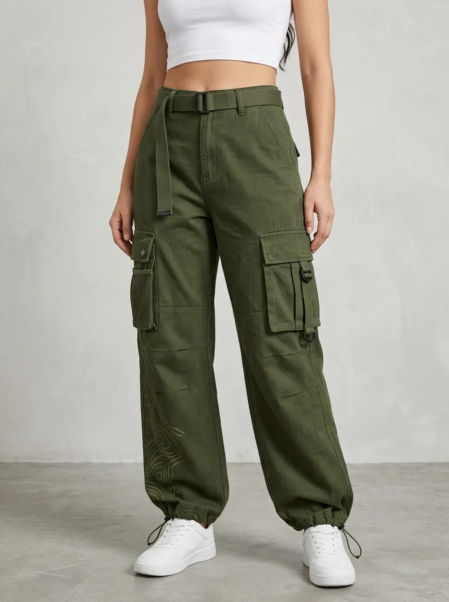 Flexible Multi Pocket Sport Look Women's Multi Pocket Cargo Pants