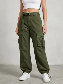 Flexible Multi Pocket Sport Look Women's Multi Pocket Cargo Pants