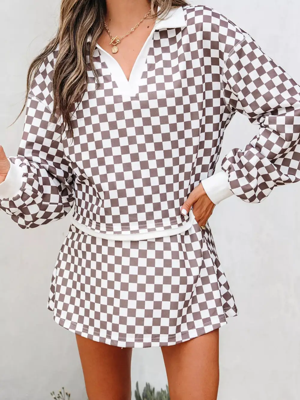 Tailored Collared Long Sleeve Detail Coordinated Set