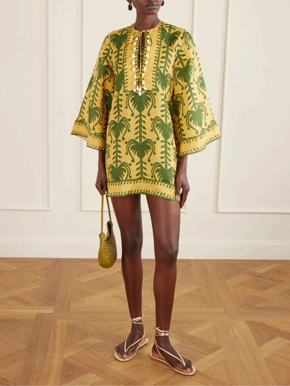 Casual Palm Tree Print Flare Mini Dress