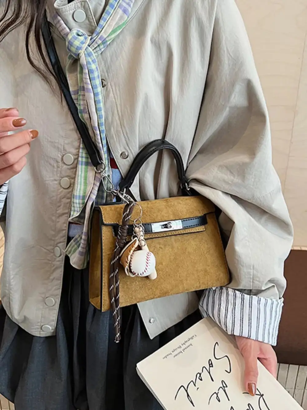 Crossbody Bag with Baseball Charm