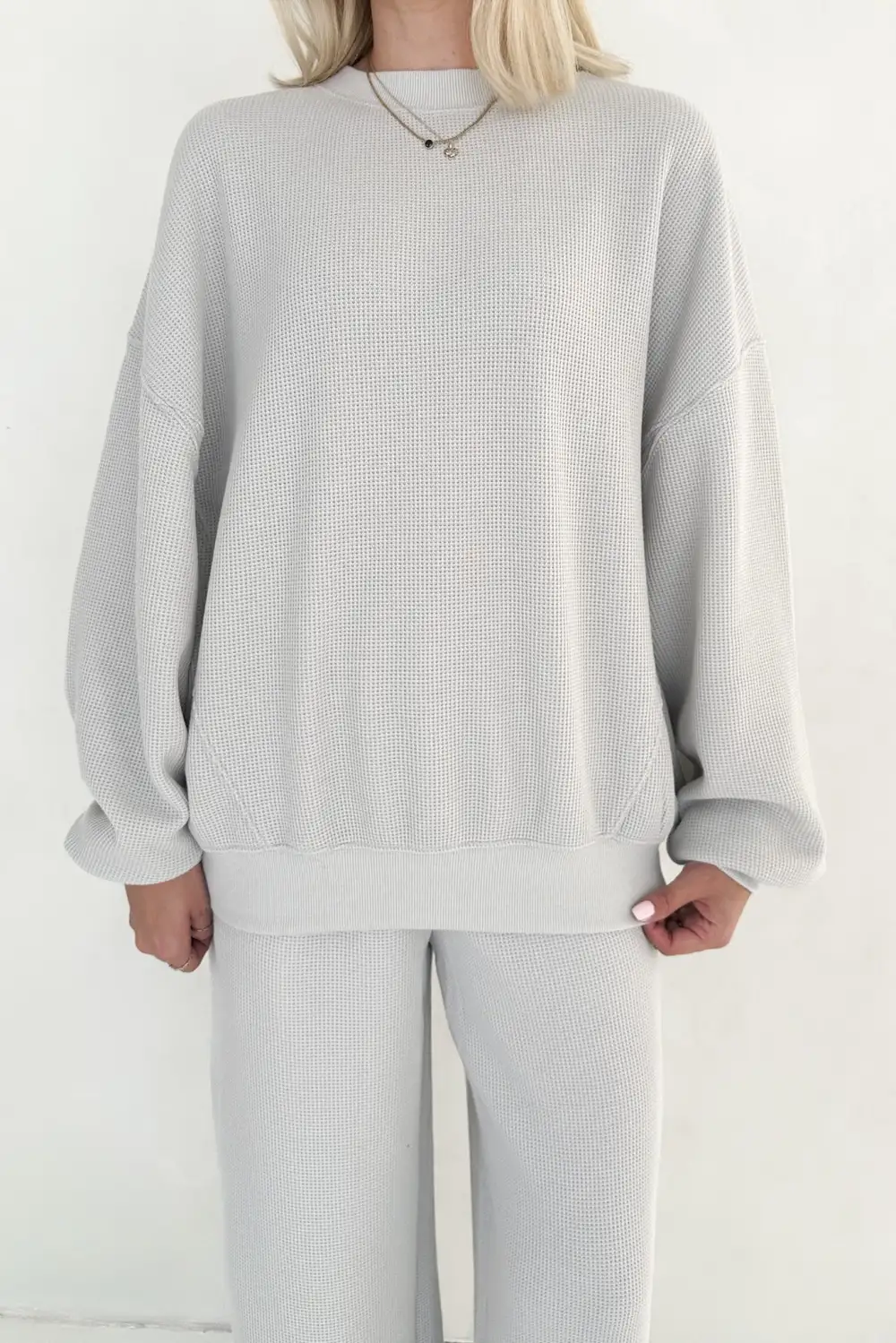 Laid Back Waffle Knit Sweatshirt
