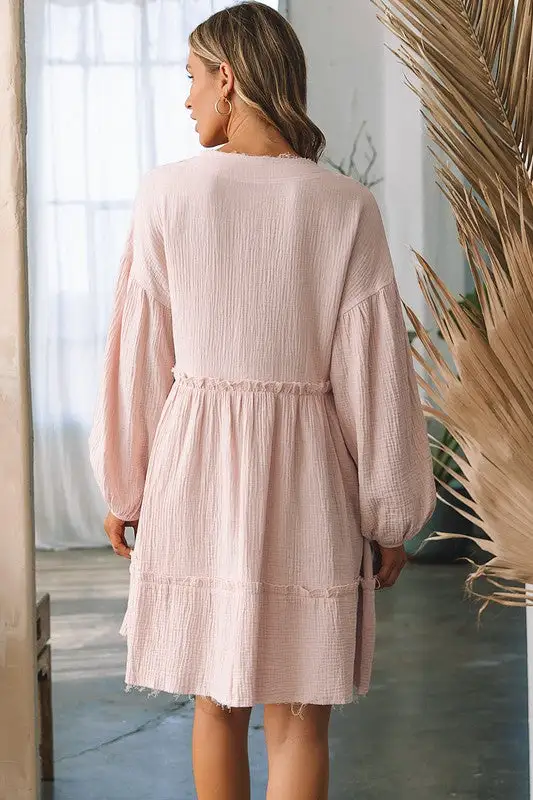 V Neck Flared Midi Dress