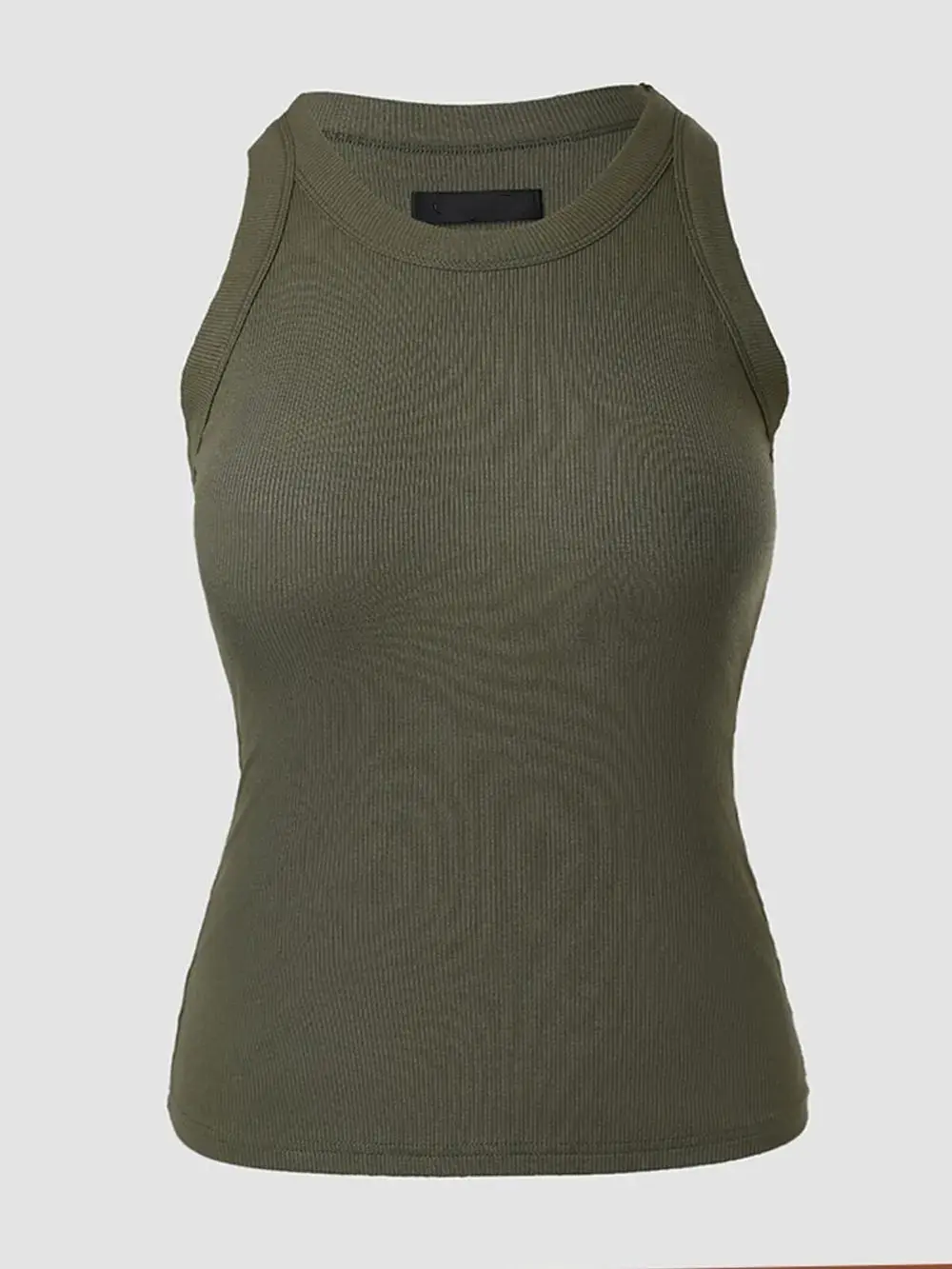 Women Everyday Basic Ribbed Built-in Bra Tank