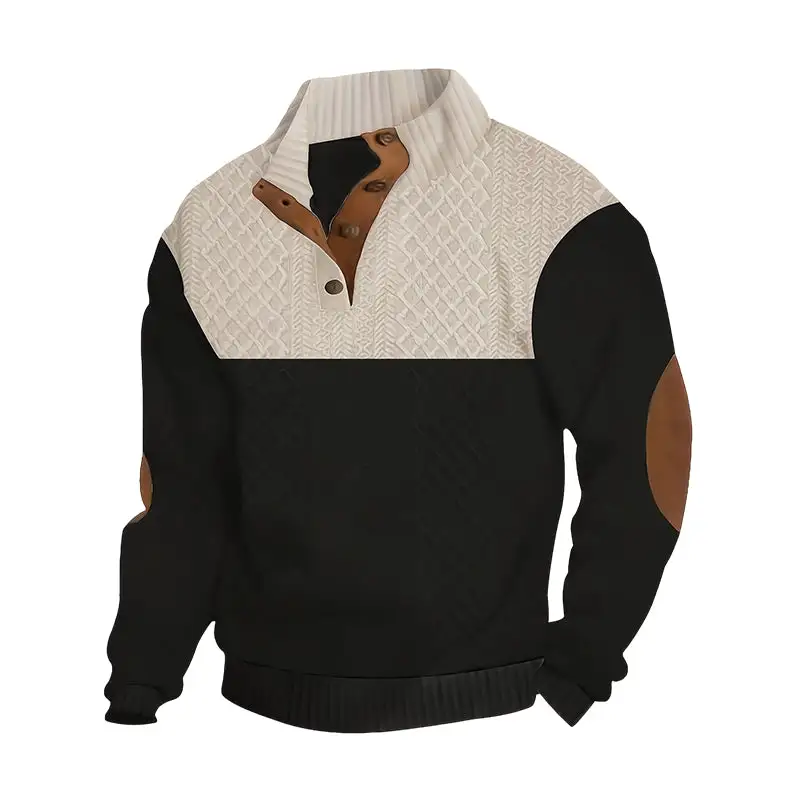 70%  OFF !! Men's Colorblock Button-Neck Sweater