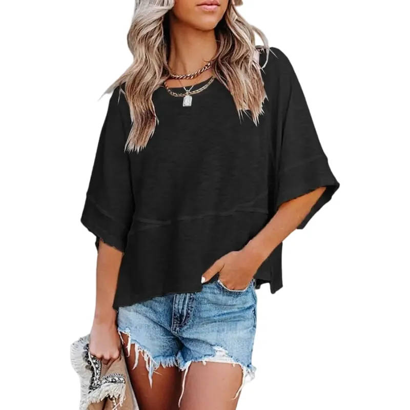 🌸Women's Crewneck Batwing Half Sleeve Top