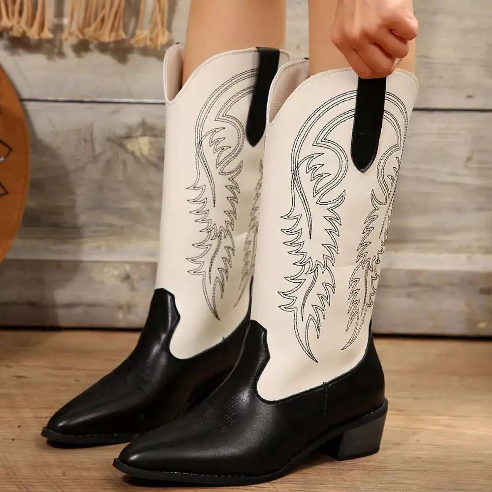 Point Toe Block Heels Boots
