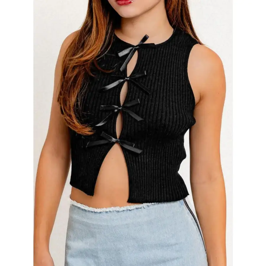 Bow Round Neck Cropped Tank