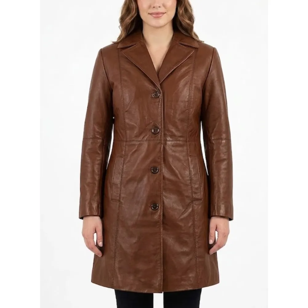 Mid Length Sheepskin Trench Coat