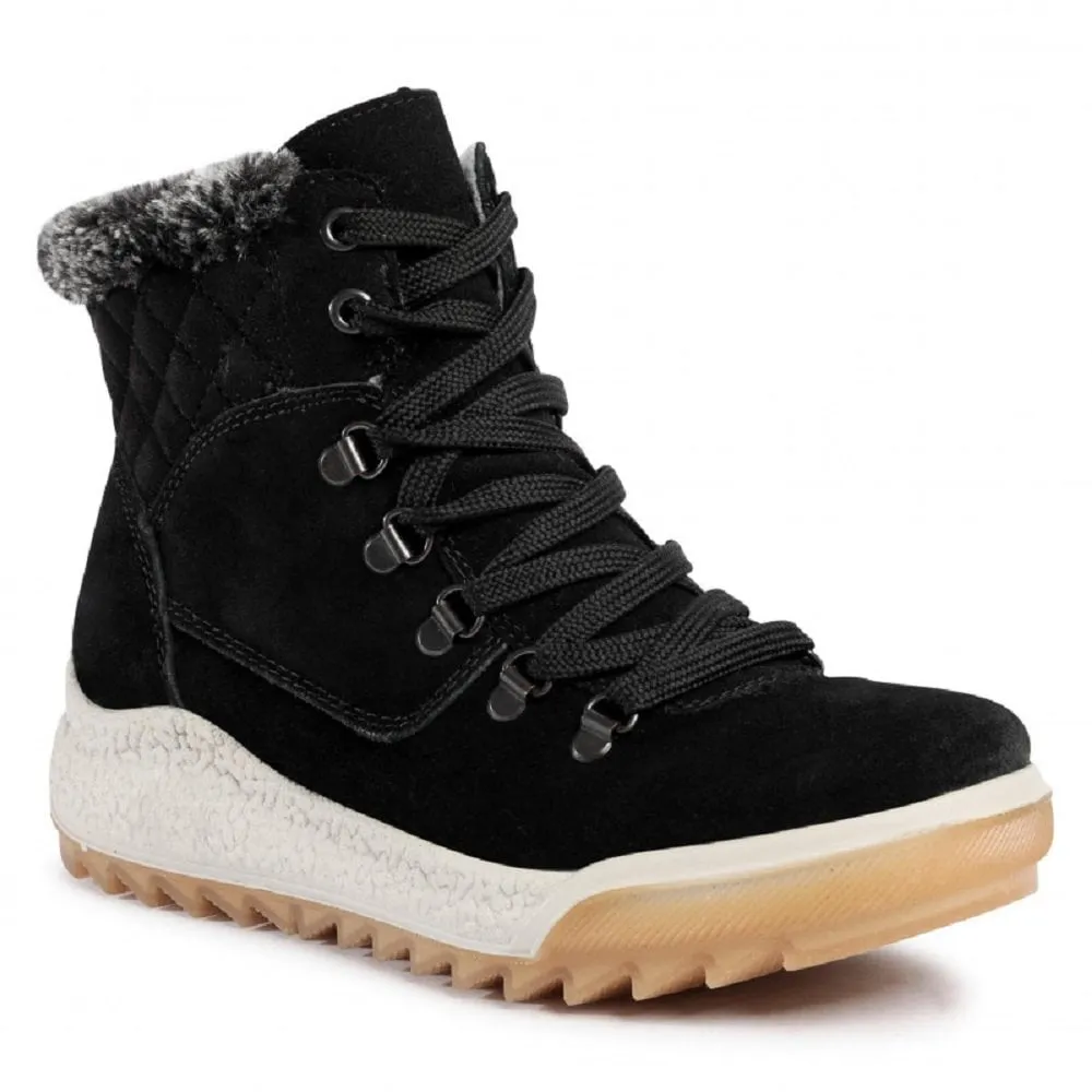 Ladies Black Suede Fur Lined Walking Boots/Shoes