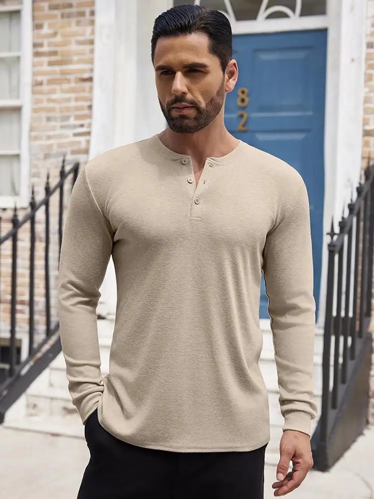 Fashion Lightweight Pullover Henley Shirt Hoodie