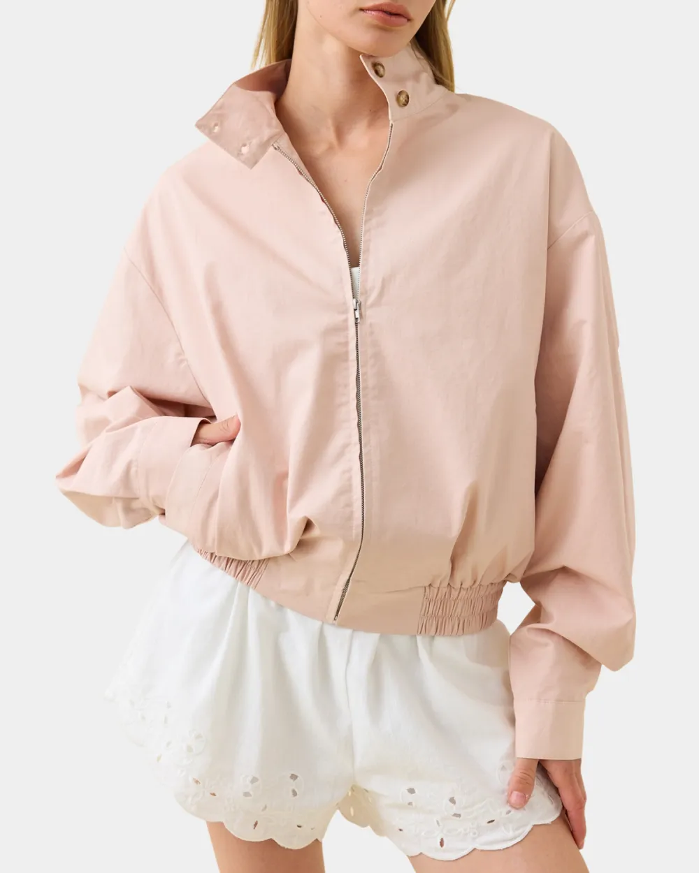Stand Collar Zip Front Jacket