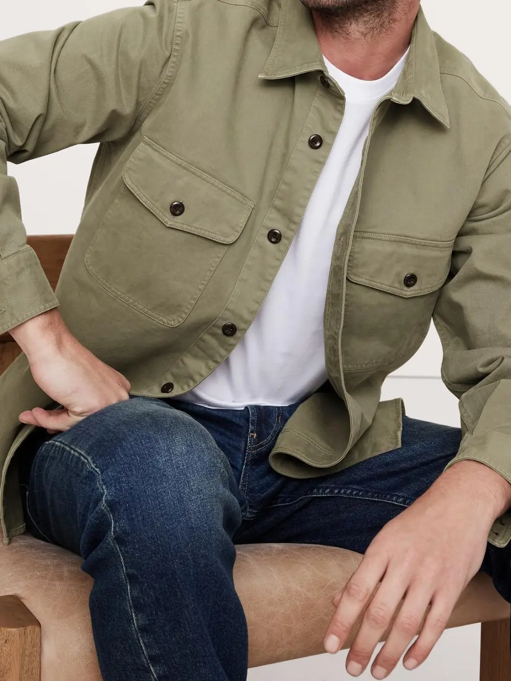 Men's Desert Sage Green Stylish Casual Cotton Jacket