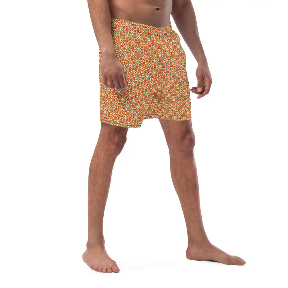 Quick Dry Tropical Print Swim Trunks