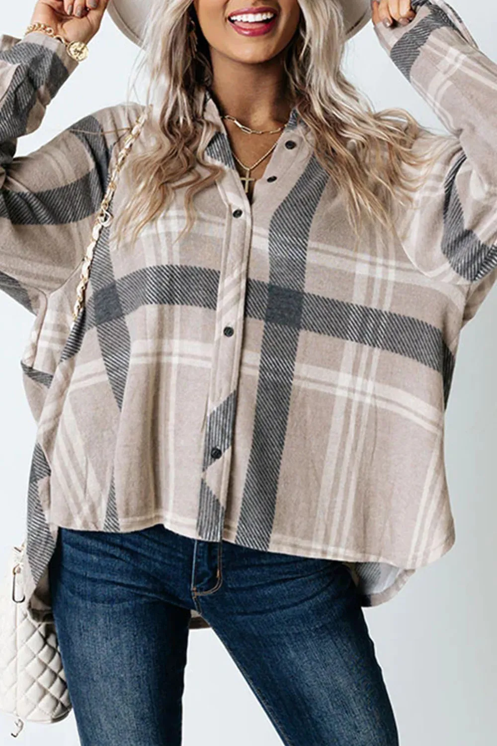 Plaid Color Block Patchwork Shirt Jacket