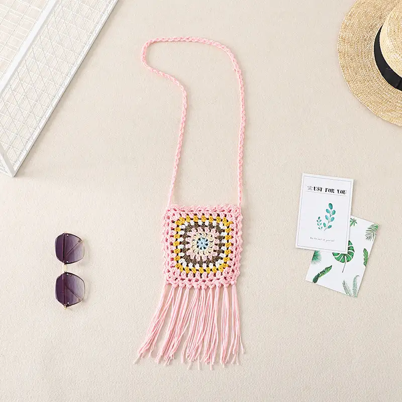Crochet Granny Square Bag Hand-hooked Cotton Bag
