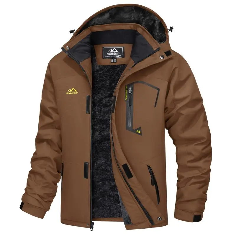 Men's Winter Coats Waterproof Ski Snow Jacket Warm Fleece Jacket Parka Raincoats With Multi-Pockets