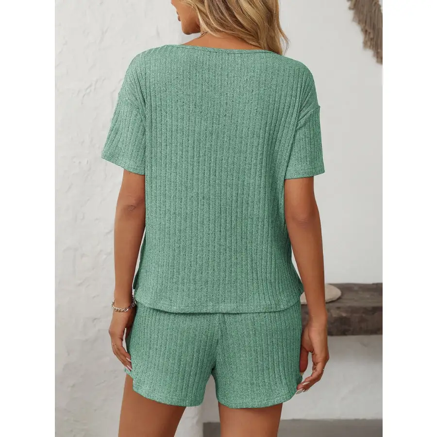 Mandy V Neck Short Sleeve Top and Shorts Set