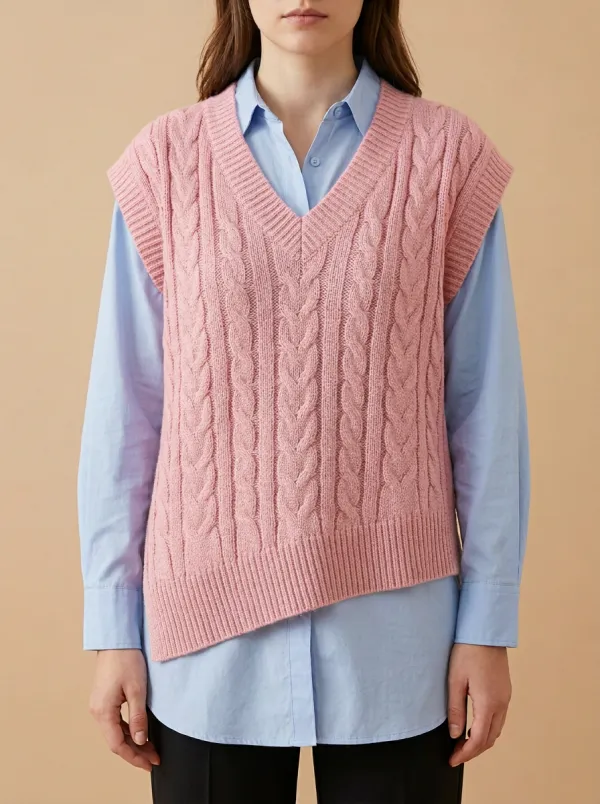 Cable Asymmetric Sweater Vest