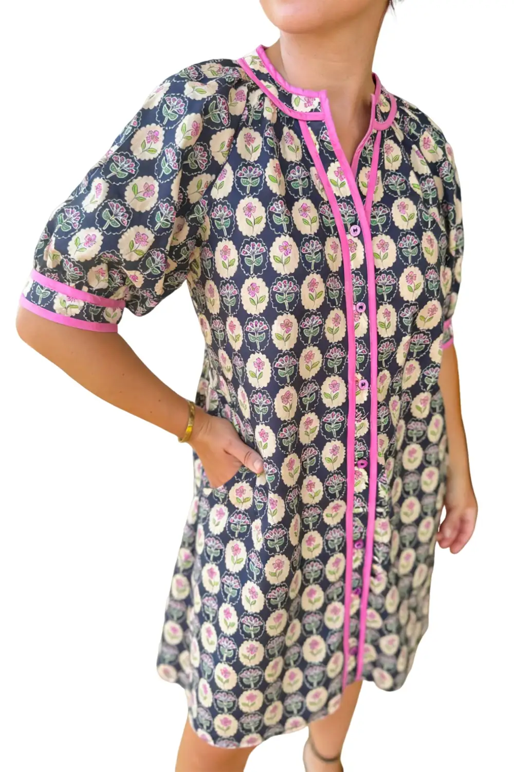 Soft Touch Floral Striped Short Sleeve Dress