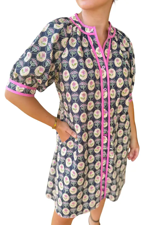 Soft Touch Floral Striped Short Sleeve Dress