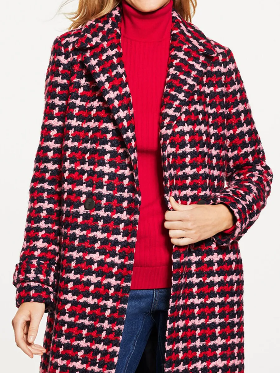 Lady's Multi Color Peacock Patterned Tweed Coat