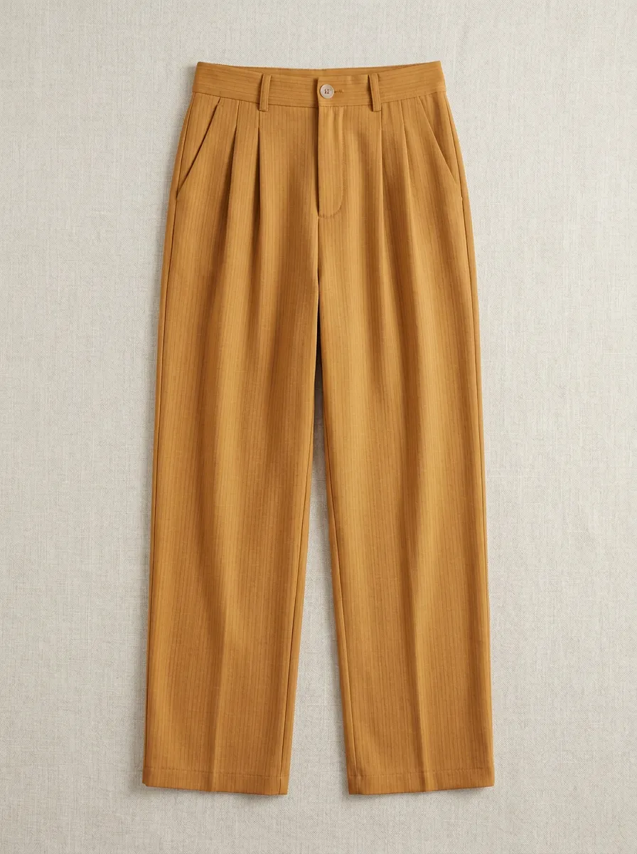 Women's Minimalist Vertical Striped Pleated Casual Pants