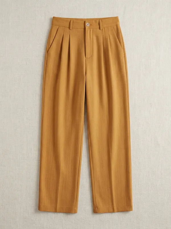 Women's Minimalist Vertical Striped Pleated Casual Pants