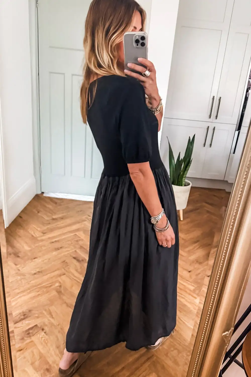 Finish Patchwork Knit Pleated Sweater Dress