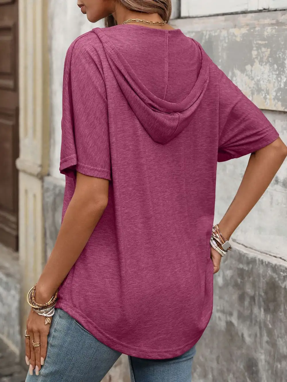 V Neck Loose Short Sleeve Tee