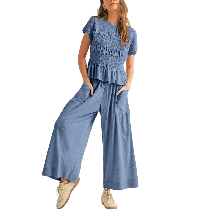 Women’s 2-Piece Smocked Top & Wide-Leg