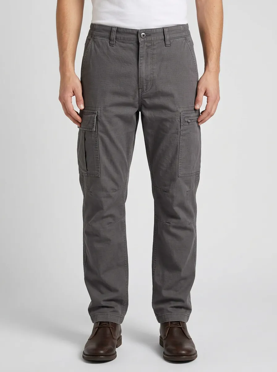 Men's Casual Outdoor Grey Multi-Pocket Cargo Pants
