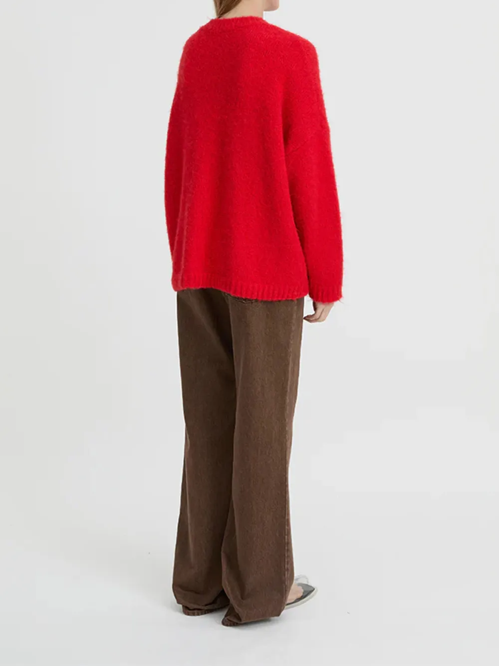 Casual Style Crew Neck Sweater Red