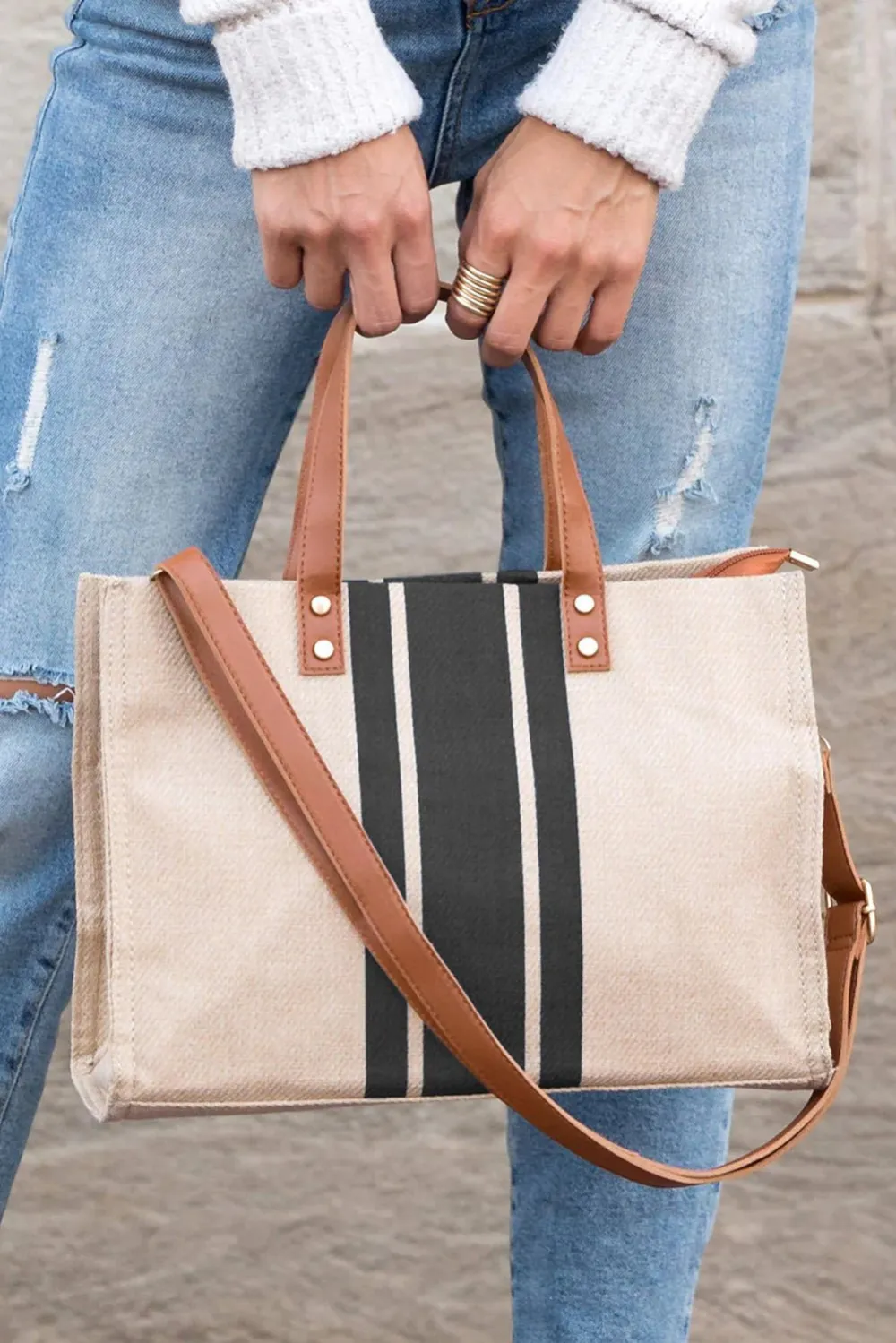 Striped Everyday Shoulder Bag