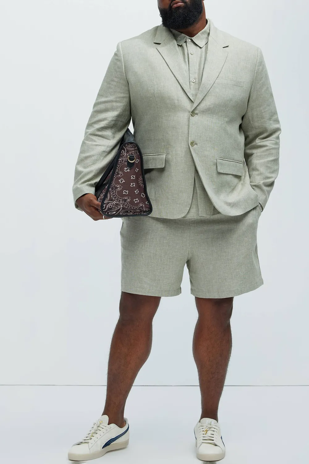 Linen Suit Jacket - Blue