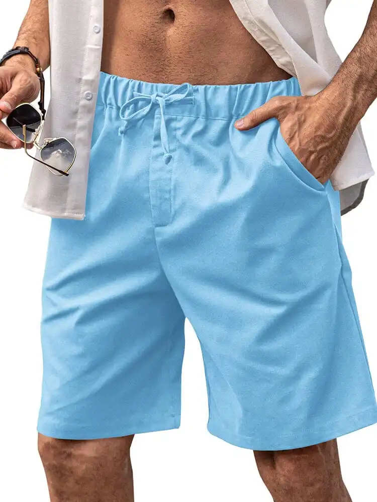 Classic Elastic Waist Linen Shorts