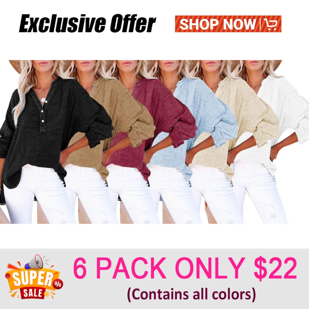 🔥 Women's Casual Button-Up V-Neck Long-Sleeve Shirt | Versatile Everyday Top
