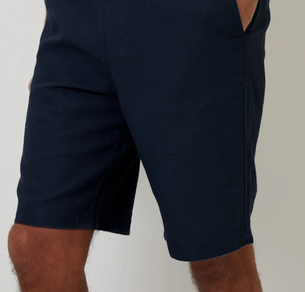 Men's Navy Linen Blend Shorts