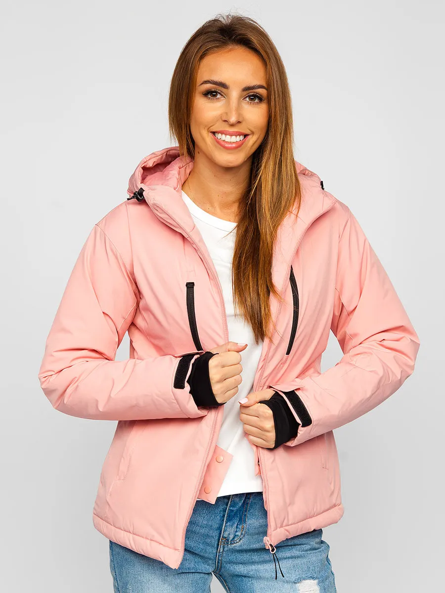 Light pink women's winter ski jacket