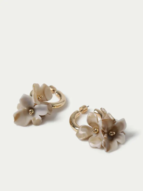 Shell Flower Hoop Earrings