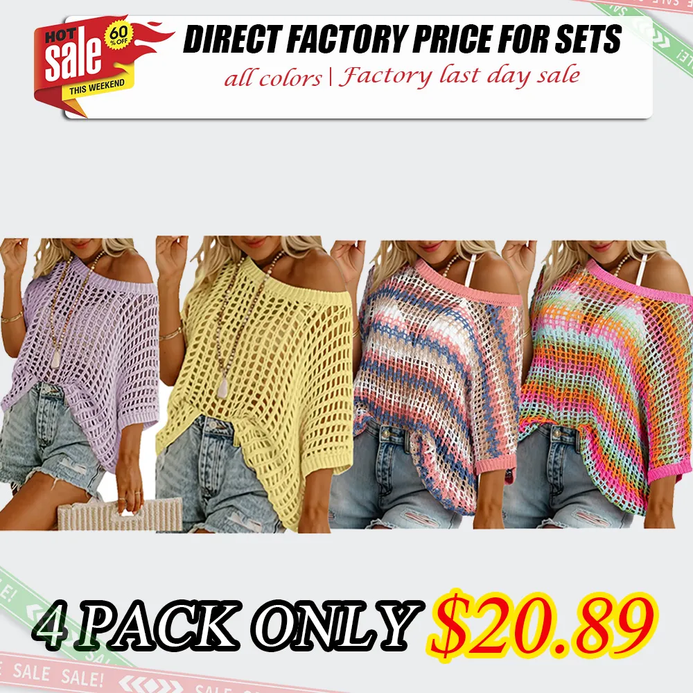 Women's Crew Neck Openwork Knit Pullover
