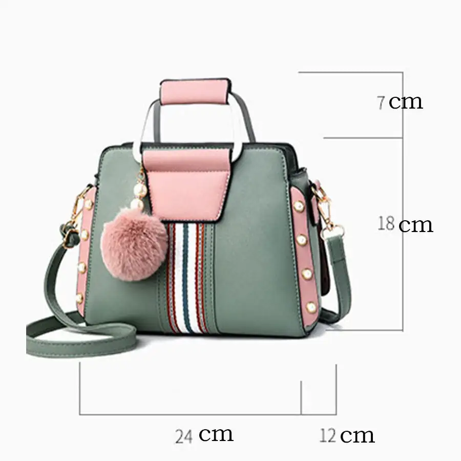 Chic PU Leather Shoulder Bag Beaded Flap Stylish
