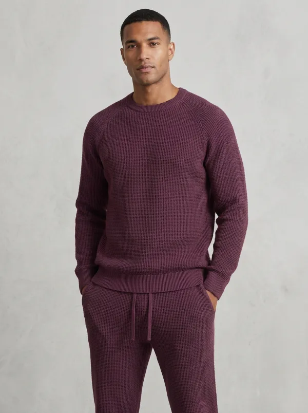 Waffle-Knit Men's Knit Sweater Tracksuit Set