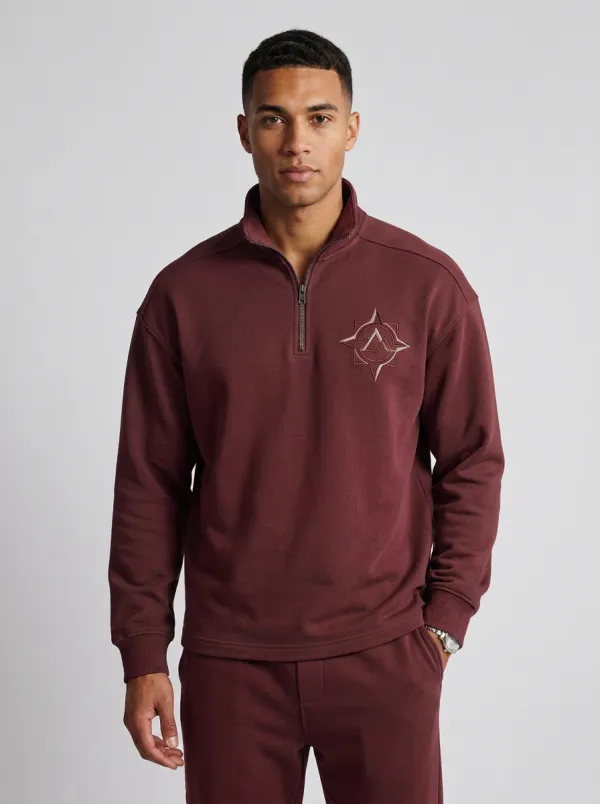 Men's Summit Outdoor Compass Graphic Quarter-Zip-Neck Sweatshirt