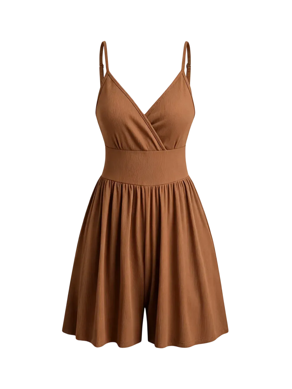 Women's Solid-Color Knit Backless Wrap-Style Slim-Fit Camisole Romper